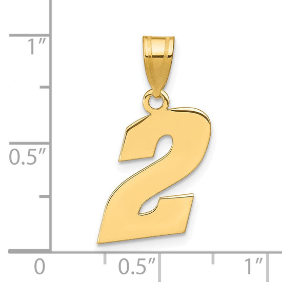 14k Polished Block Number 2 Pendant