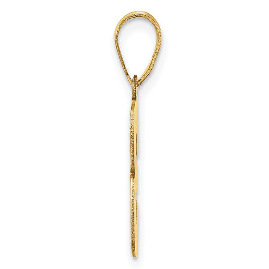 14k Polished Block Number 3 Pendant