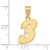 14k Polished Block Number 3 Pendant