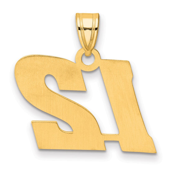 14k Polished Block Number 12 Pendant