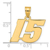 14k Polished Block Number 15 Pendant