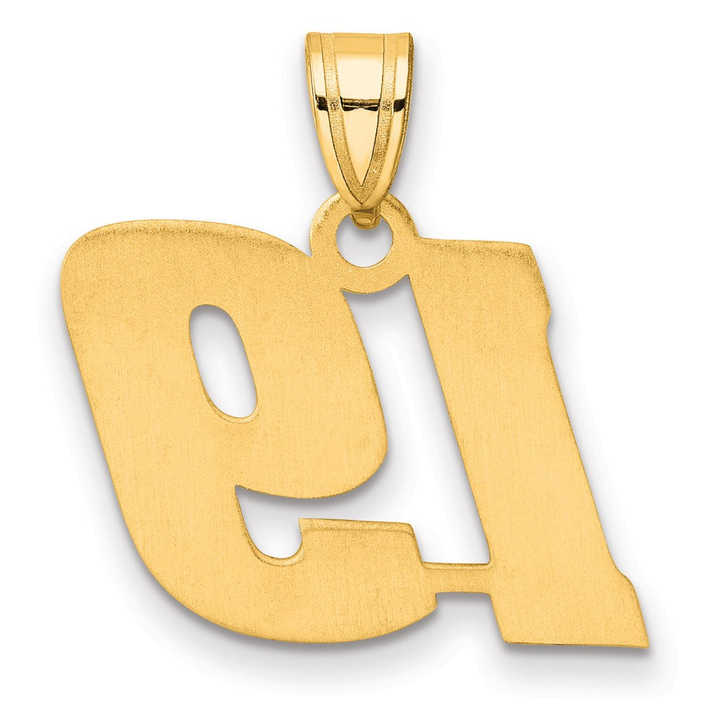 14k Polished Block Number 19 Pendant