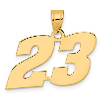 14k Polished Block Number 23 Pendant