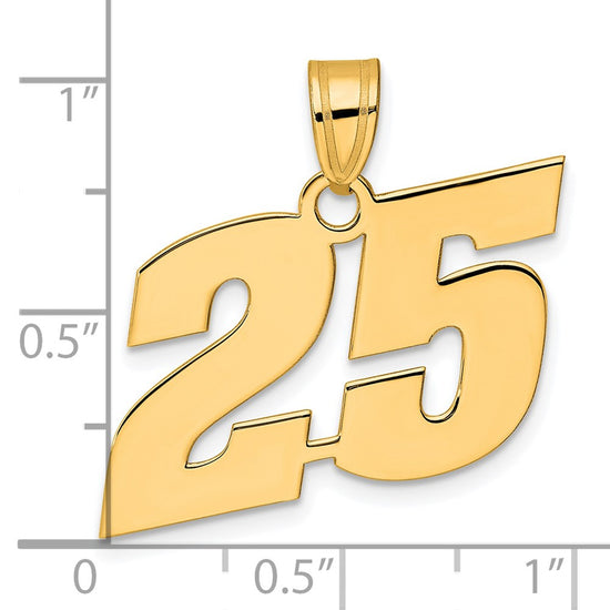 14k Polished Block Number 25 Pendant