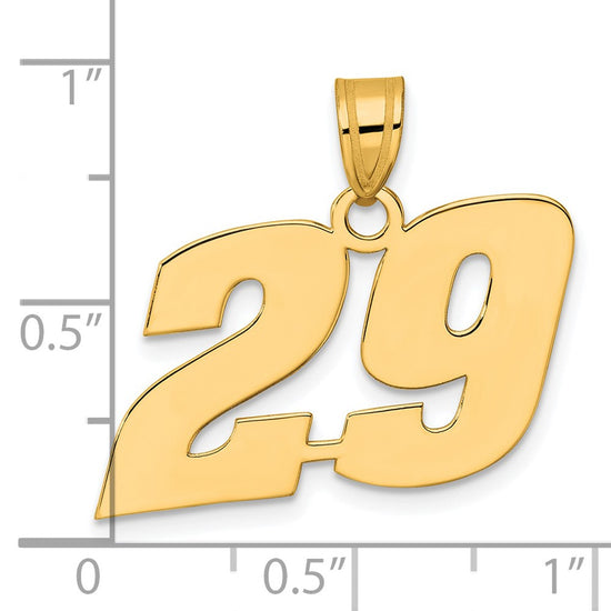 14k Polished Block Number 29 Pendant