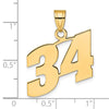 14k Polished Block Number 34 Pendant
