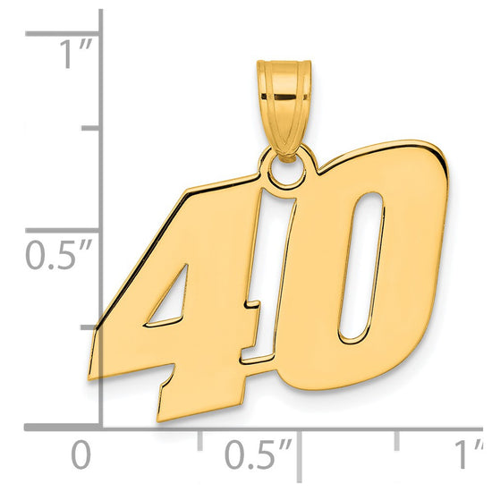 14k Polished Block Number 40 Pendant