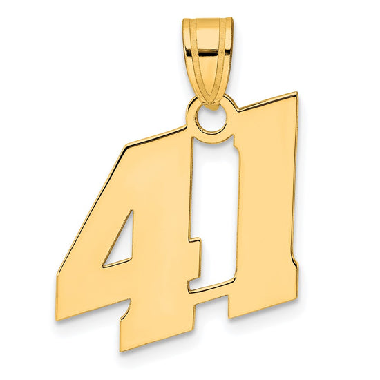 14k Polished Block Number 41 Pendant