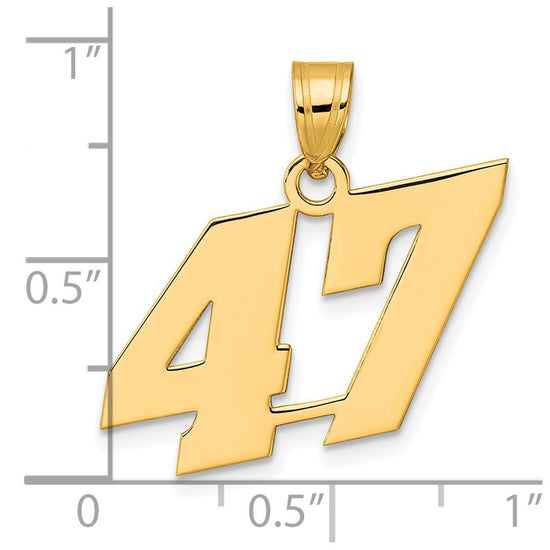 14k Polished Block Number 47 Pendant