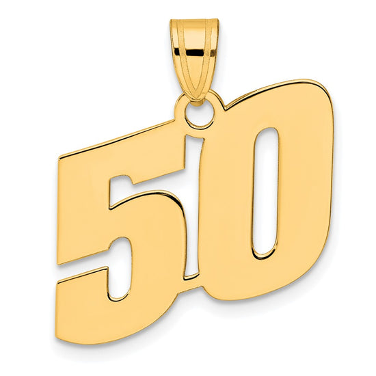 14k Polished Block Number 50 Pendant