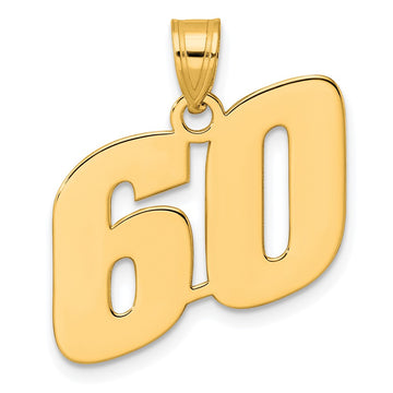 14k Polished Block Number 60 Pendant