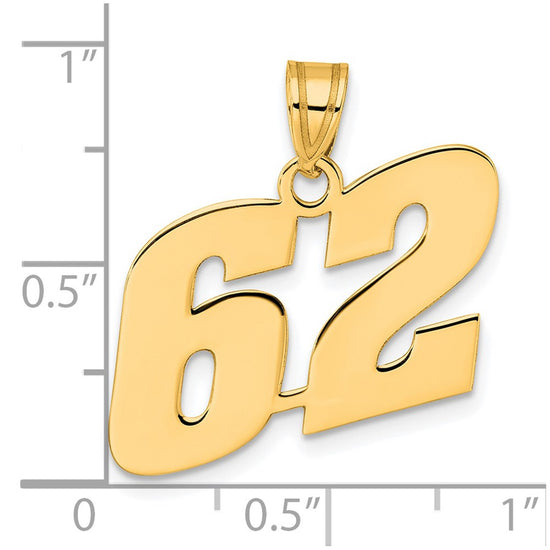 14k Polished Block Number 62 Pendant