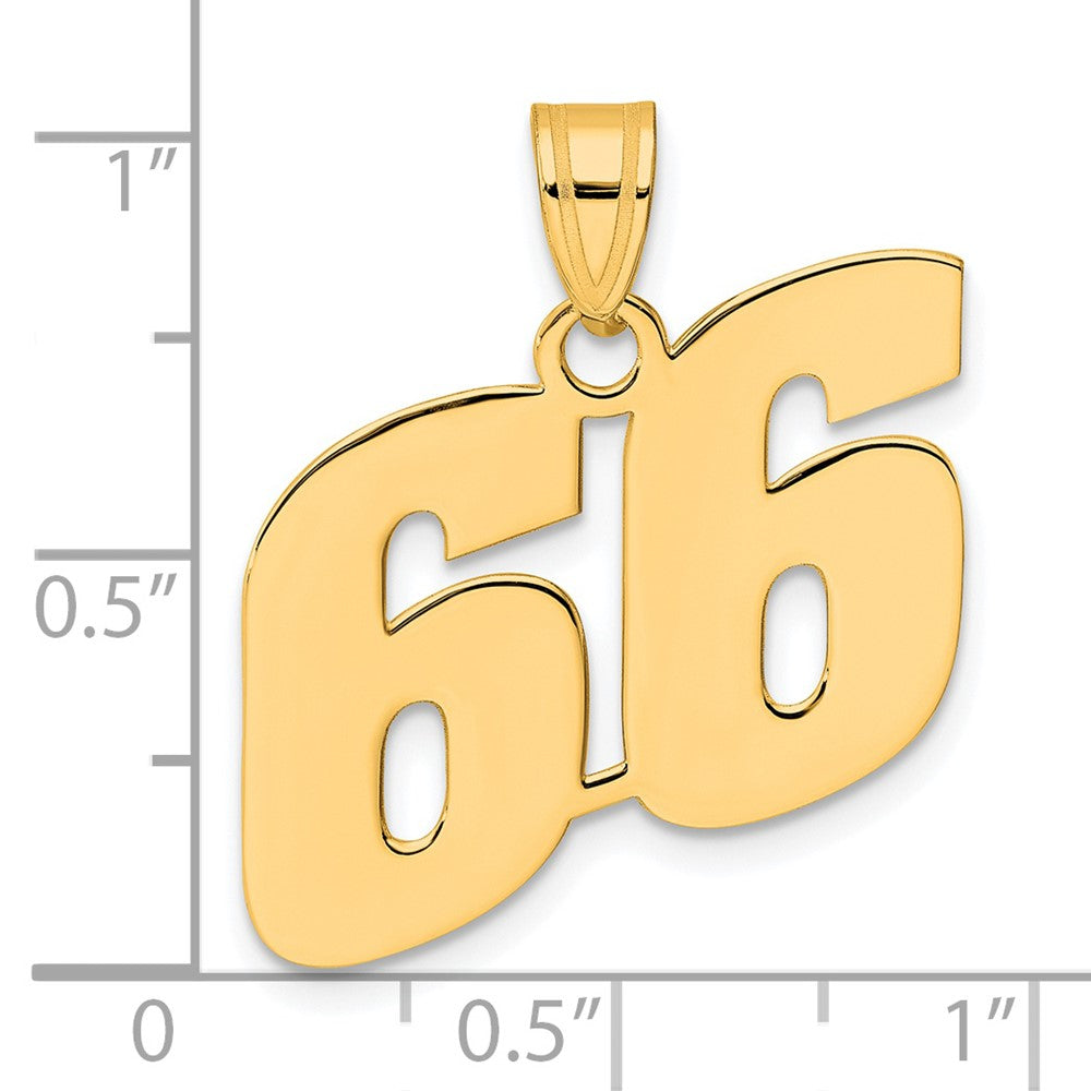 14k Polished Block Number 66 Pendant