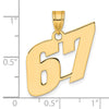 14k Polished Block Number 67 Pendant