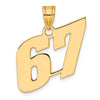 14k Polished Block Number 67 Pendant