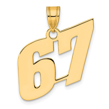 14k Polished Block Number 67 Pendant