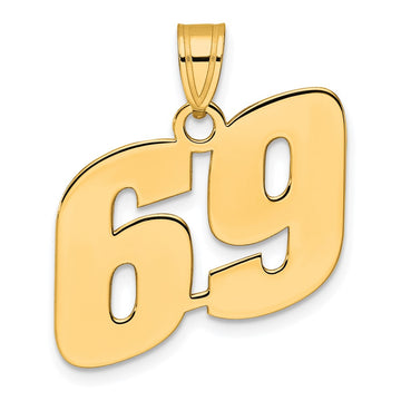 14k Polished Block Number 69 Pendant