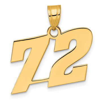 14k Polished Block Number 72 Pendant