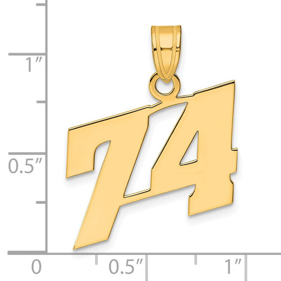 14k Polished Block Number 74 Pendant