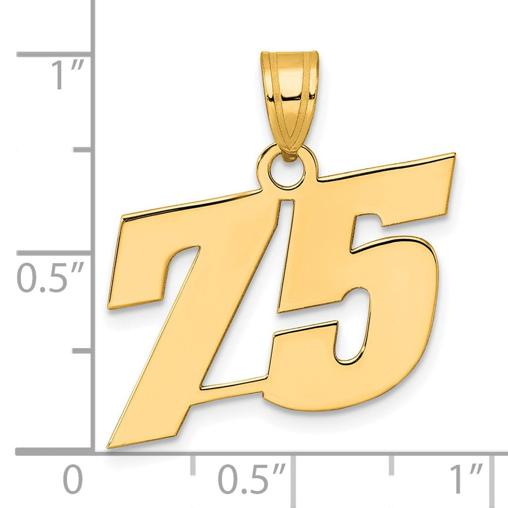 14k Polished Block Number 75 Pendant