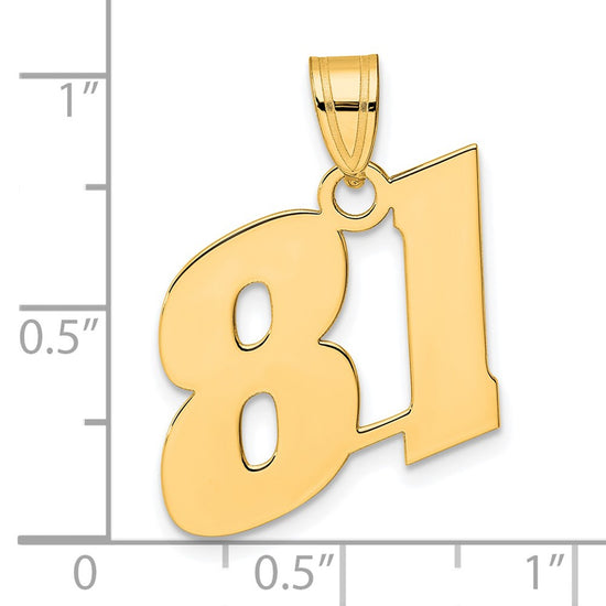 14k Polished Block Number 81 Pendant