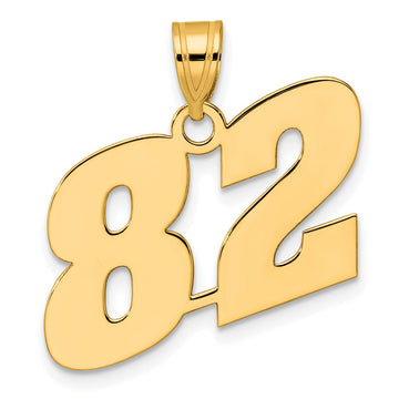 14k Polished Block Number 82 Pendant