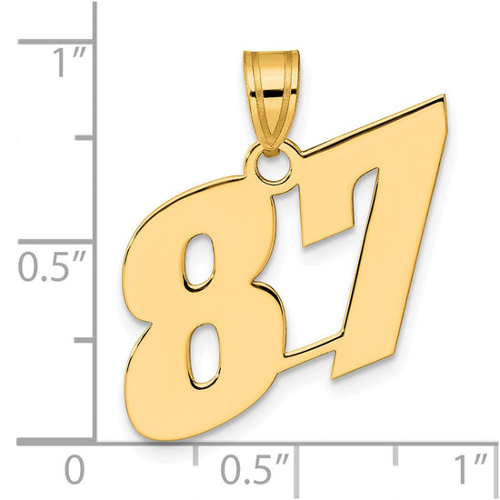 14k Polished Block Number 87 Pendant