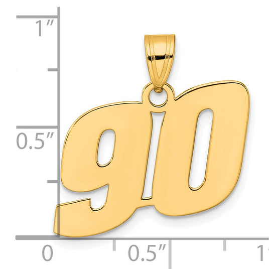 14k Polished Block Number 90 Pendant