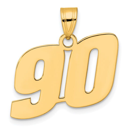 14k Polished Block Number 90 Pendant