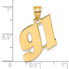 14k Polished Block Number 91 Pendant