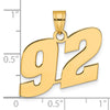 14k Polished Block Number 92 Pendant