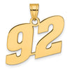 14k Polished Block Number 92 Pendant