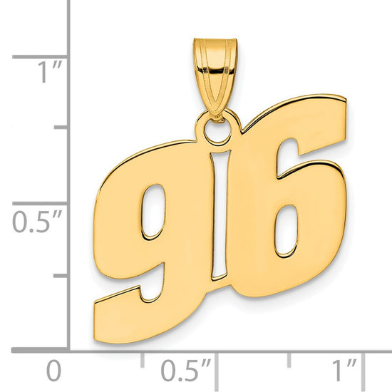14k Polished Block Number 96 Pendant