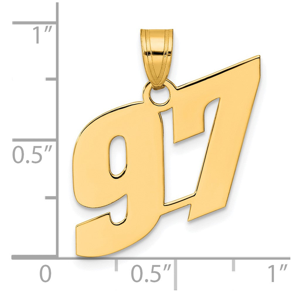14k Polished Block Number 97 Pendant