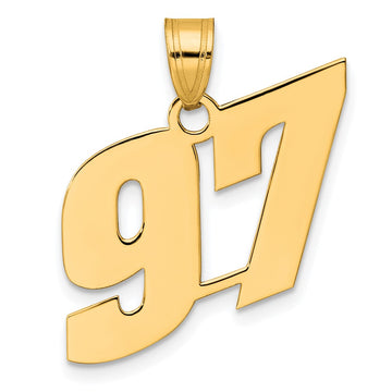 14k Polished Block Number 97 Pendant