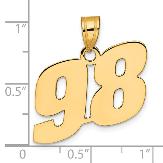14k Polished Block Number 98 Pendant
