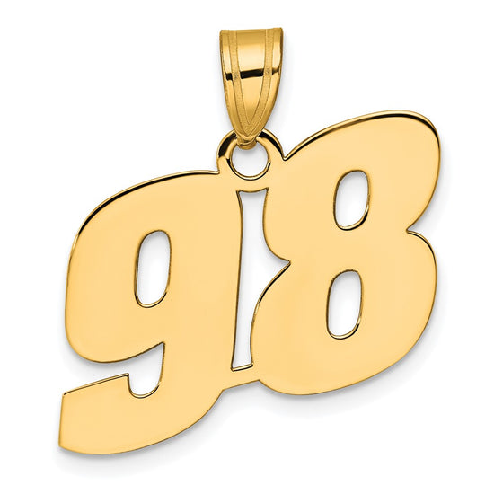 14k Polished Block Number 98 Pendant