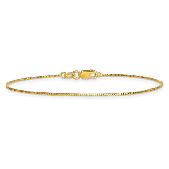 14K 7 inch .7mm Box with Lobster Clasp Bracelet