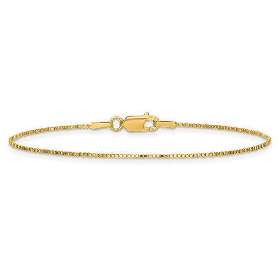 14K 8 inch .9mm Box with Lobster Clasp Bracelet