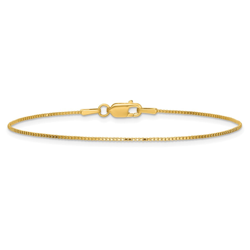 14K 8 inch .9mm Box with Lobster Clasp Bracelet
