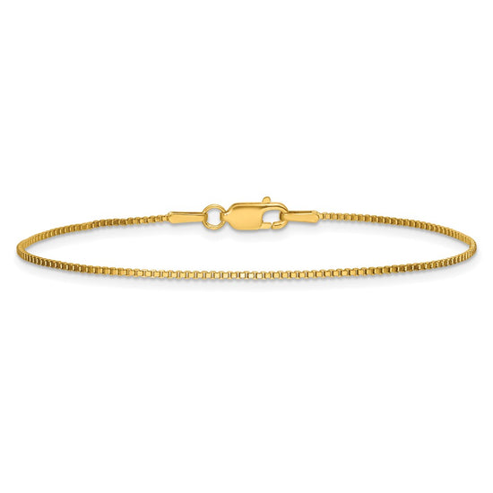 14K 7 inch 1mm Box with Lobster Clasp Bracelet