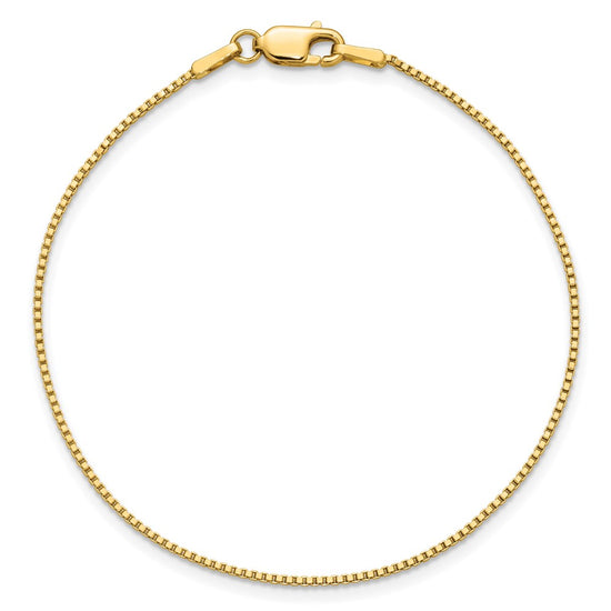 14K 7 inch 1mm Box with Lobster Clasp Bracelet