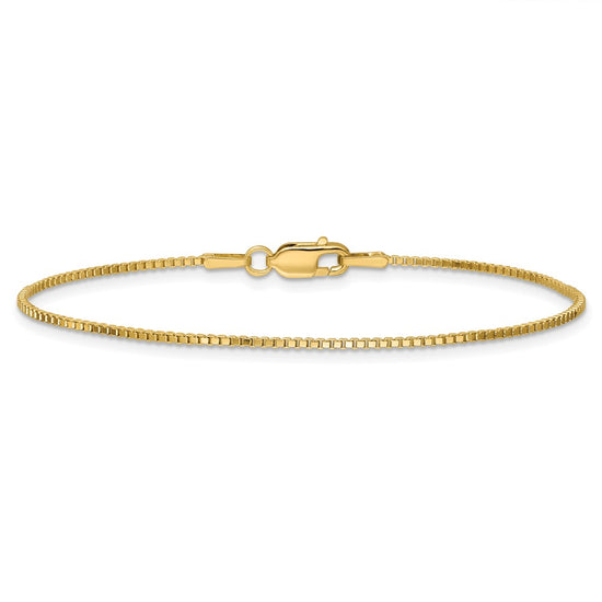 14K 7 inch 1.1mm Box with Lobster Clasp Bracelet