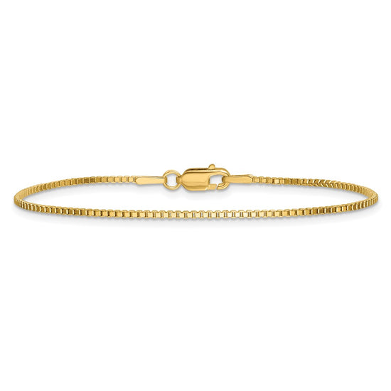 14K 7 inch 1.4mm Box with Lobster Clasp Bracelet