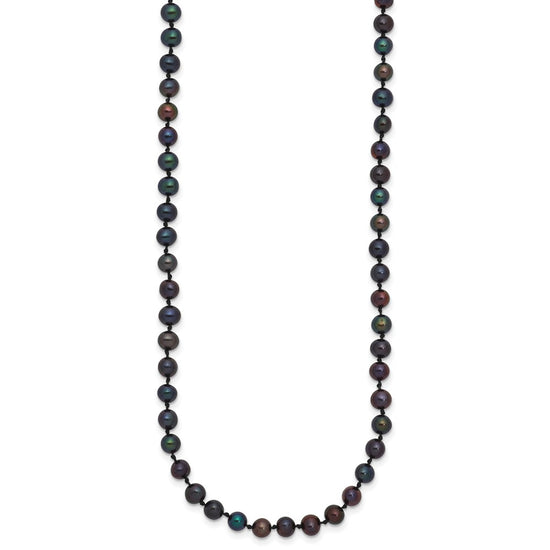 14k Black Near Round Freshwater Cultured Pearl Necklaces