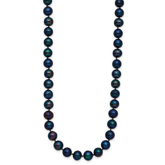 14k Black Near Round Freshwater Cultured Pearl Necklaces