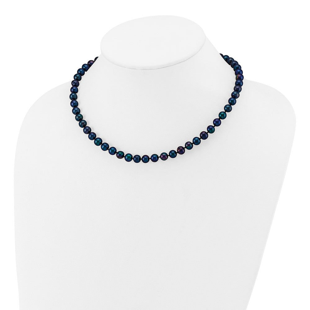14k Black Near Round Freshwater Cultured Pearl Necklaces