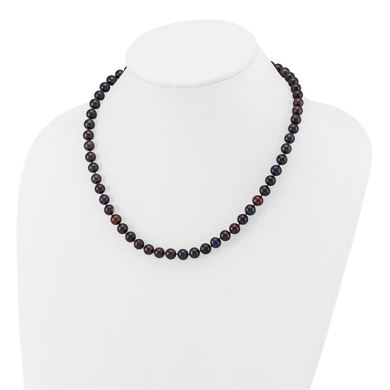 14k Black Near Round Freshwater Cultured Pearl Necklaces
