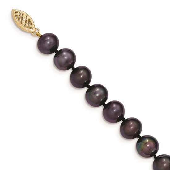 14k Black Near Round Freshwater Cultured Pearl Necklaces