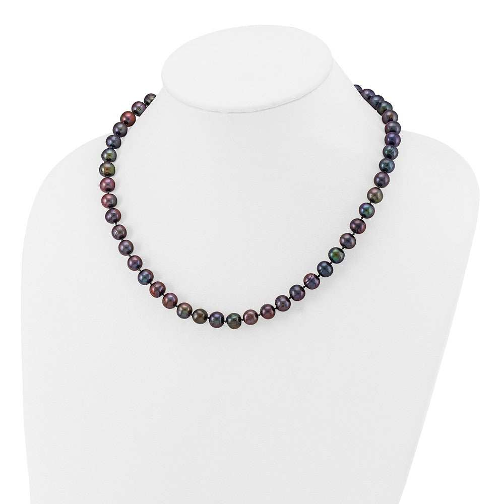 14k Black Near Round Freshwater Cultured Pearl Necklaces
